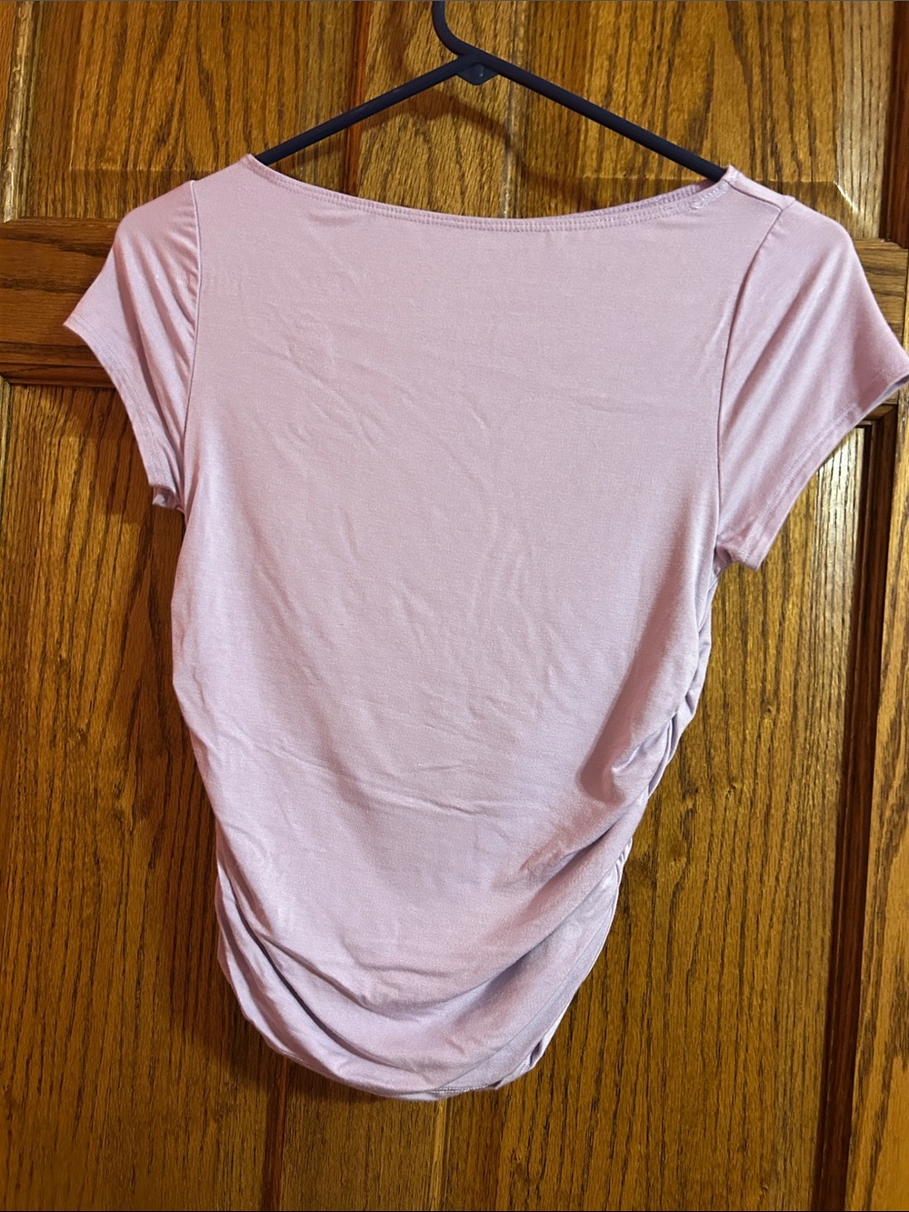 Light Pink Short-Sleeve Women's Tee with Back Gather